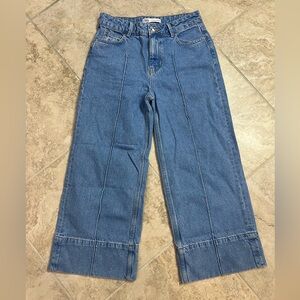 Zara Denim Cropped Wide-Leg Jeans | Size 4 | EUR 36